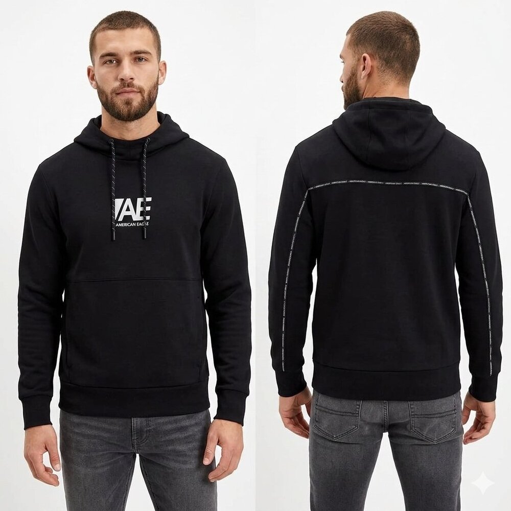 American Eagle AE 24/7 Active Hoodie Mens Small Black Athletic Sweatshirt Yoga